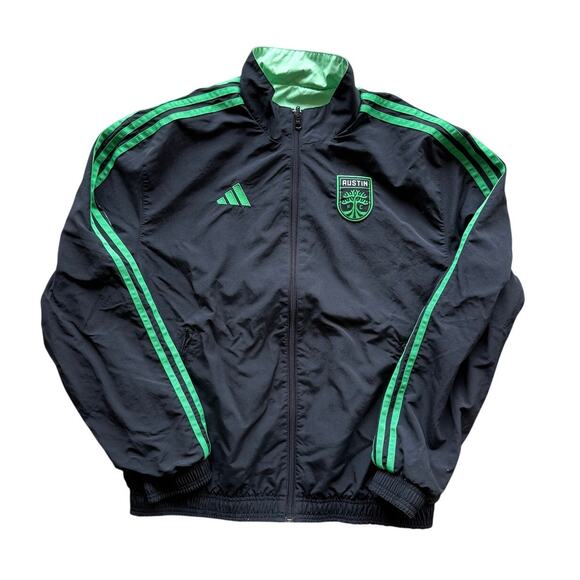 Adidas Austin FC Reversible Green/Black Anthem Jacket Size Medium Soccer MLS - Picture 1 of 9